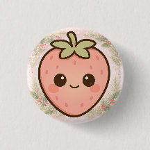 Cute Kawaii Strawberry Button 