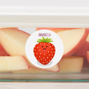 Cute kawaii strawberry cartoon illustration