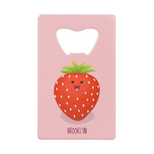 Cute kawaii strawberry cartoon illustration