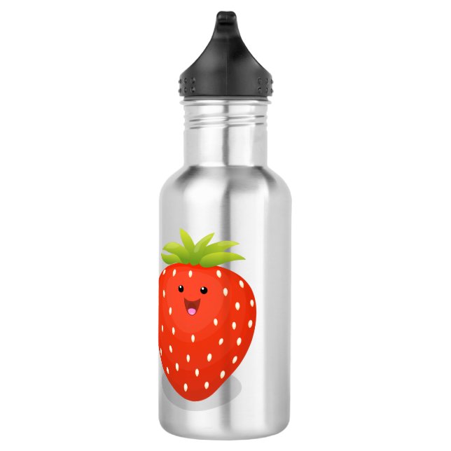 Cute kawaii strawberry cartoon illustration 532 ml water bottle (Right)