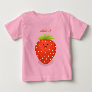 Cute kawaii strawberry cartoon illustration baby T-Shirt