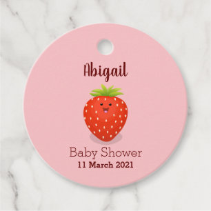 Cute kawaii strawberry cartoon illustration favour tags