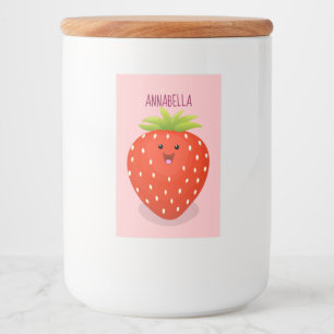 Cute kawaii strawberry cartoon illustration food label