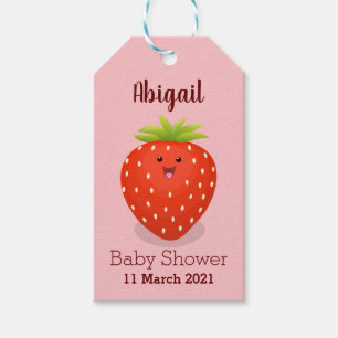 Cute kawaii strawberry cartoon illustration  gift tags