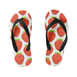 Cute kawaii strawberry cartoon illustration kid's flip flops