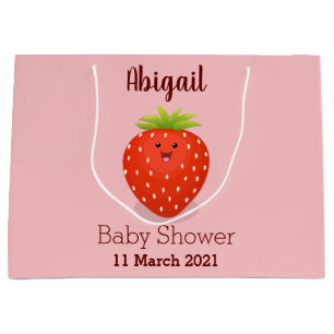 Cute kawaii strawberry cartoon illustration  large gift bag