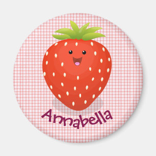 Cute kawaii strawberry cartoon illustration magnet