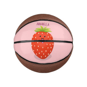 Cute kawaii strawberry cartoon illustration mini basketball