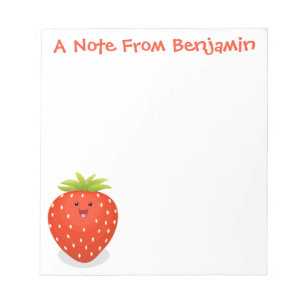 Cute kawaii strawberry cartoon illustration notepad
