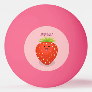Cute kawaii strawberry cartoon illustration ping pong ball