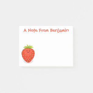 Cute kawaii strawberry cartoon illustration post-it notes