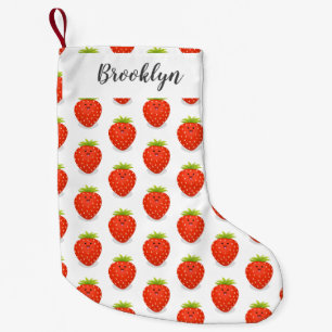 Cute kawaii strawberry cartoon illustration small christmas stocking