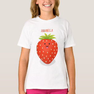 Cute kawaii strawberry cartoon illustration T-Shirt