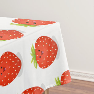 Cute kawaii strawberry cartoon illustration tablecloth