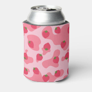 Cute Kawaii Strawberry Cow Pattern Can Cooler
