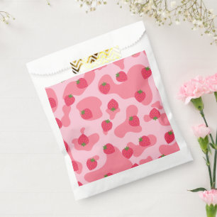 Cute Kawaii Strawberry Cow Pattern Favour Bags