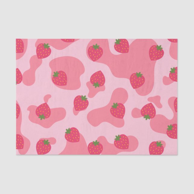 Cute Kawaii Strawberry Cow Pattern Tissue Paper (Front)