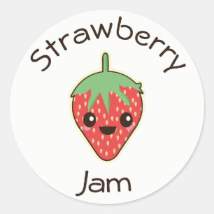 Cute Kawaii Strawberry Jam Jar Label