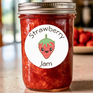 Cute Kawaii Strawberry Jam Jar Label