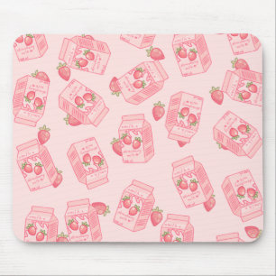 Cute Kawaii Strawberry Milk Cartoon Mouse Pad