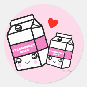 Cute Kawaii Strawberry Milk Dairy Foodie BFF Love Classic Round Sticker