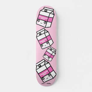 Cute Kawaii Strawberry Milk Dairy Yum Pastel Pink Skateboard