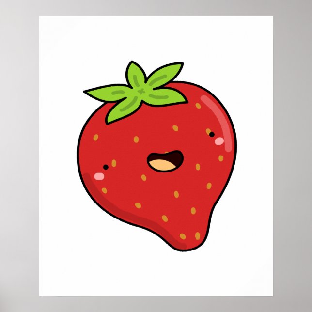 Cute Kawaii Strawberry Poster (Front)