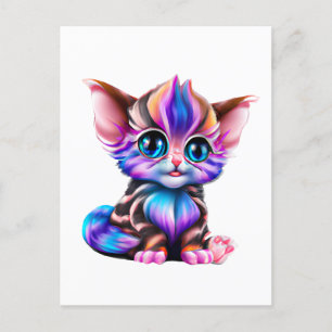 Cute Kawaii Striped Baby Kitten Postcard