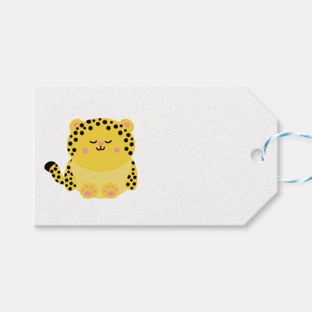 Cute kawaii-style animals gift tag (Front (Horizontal))
