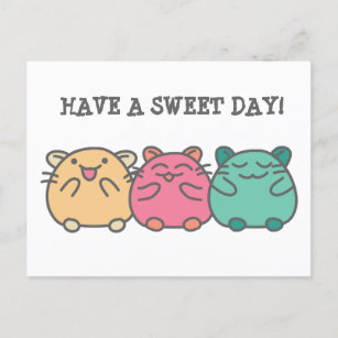 Cute Kawaii Style Cartoon Hamsters Custom Postcard