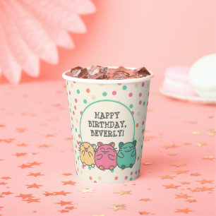 Cute Kawaii Style Cartoon Hamsters Personalised Paper Cups