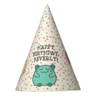 Cute Kawaii Style Cartoon Hamsters Personalised Party Hat