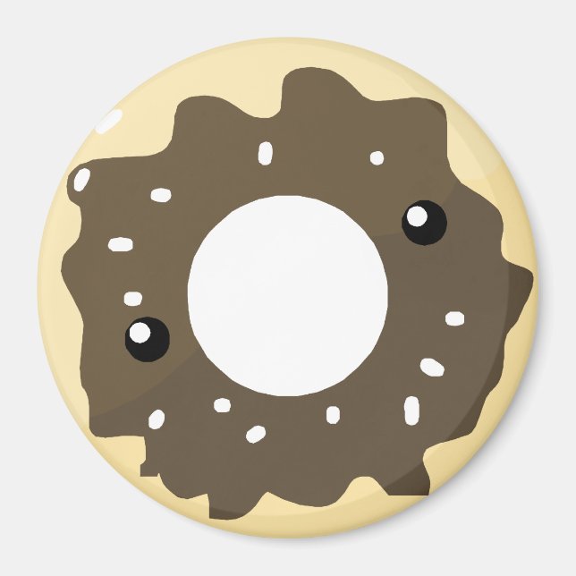 Cute Kawaii Style Chocolate Frosted Doughnut Magnet (Front)