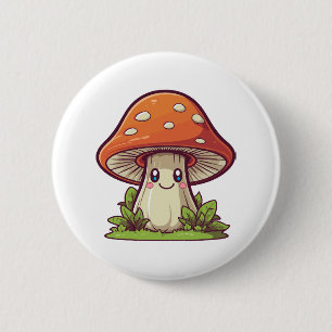 Cute kawaii style, Mushroom foraging 6 Cm Round Badge