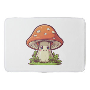 Cute kawaii style, Mushroom foraging Bath Mat