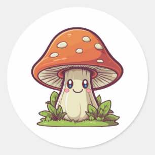 Cute kawaii style, Mushroom foraging Classic Round Sticker