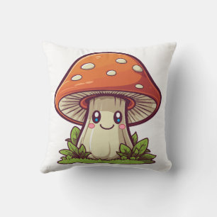 Cute kawaii style, Mushroom foraging Cushion