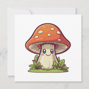 Cute kawaii style, Mushroom foraging Invitation