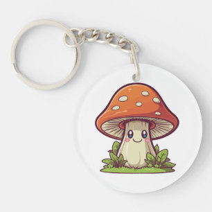 Cute kawaii style, Mushroom foraging Key Ring