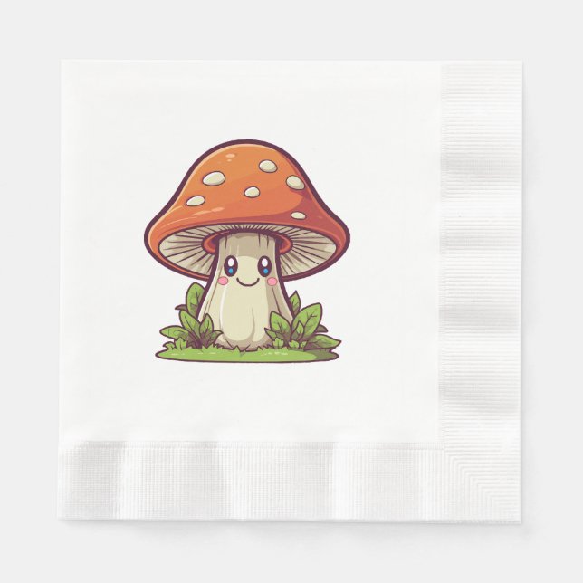 Cute kawaii style, Mushroom foraging Napkin (Front)