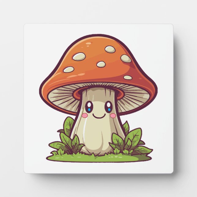 Cute kawaii style, Mushroom foraging Plaque (Front)