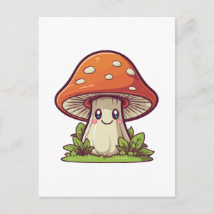 Cute kawaii style, Mushroom foraging Postcard