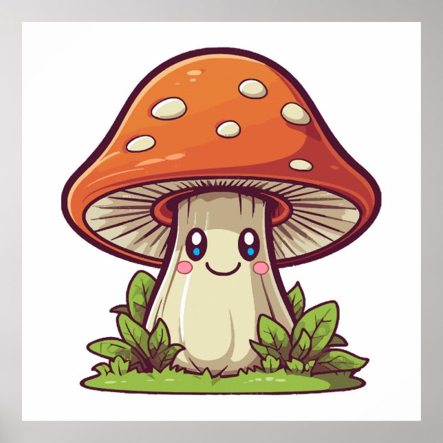 Cute kawaii style, Mushroom foraging Poster (Front)