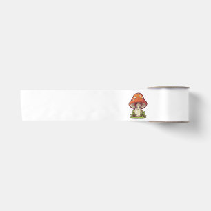 Cute kawaii style, Mushroom foraging Satin Ribbon