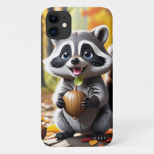 Cute Kawaii style Raccoon Autumn Setting iPhone 11 Case