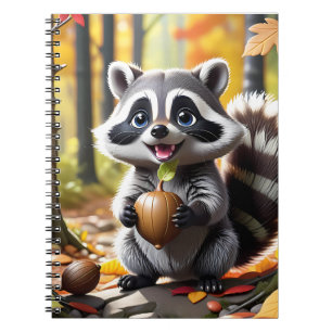 Cute Kawaii style Raccoon Autumn Setting Notebook