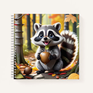 Cute Kawaii style Raccoon Autumn Setting Notebook
