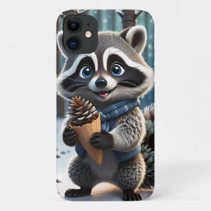 Cute Kawaii style Raccoon with a Pine cream cone  iPhone 11 Case