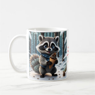 Cute Kawaii style Raccoon with a Pine cream cone Coffee Mug