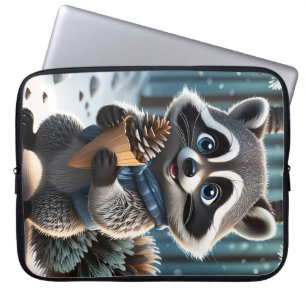 Cute Kawaii style Raccoon with a Pine cream cone  Laptop Sleeve